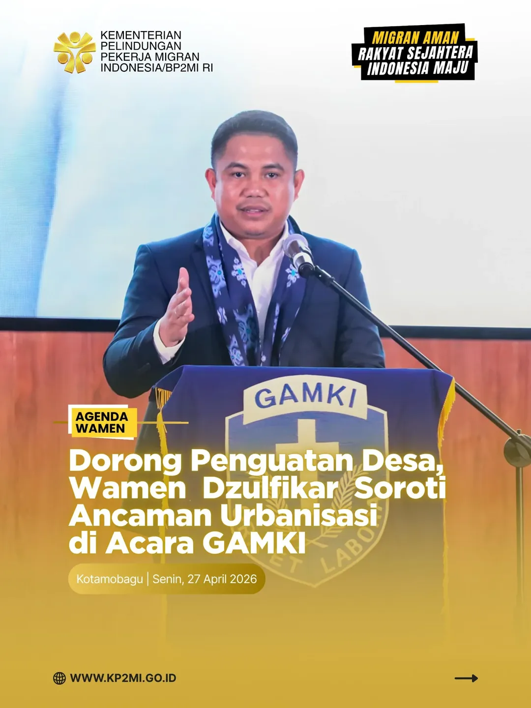 Foto: DORONG PENGUATAN DESA, WAMEN DZULFIKAR SOROTI ANCAMAN URBANISASI DI ACARA GAMKI