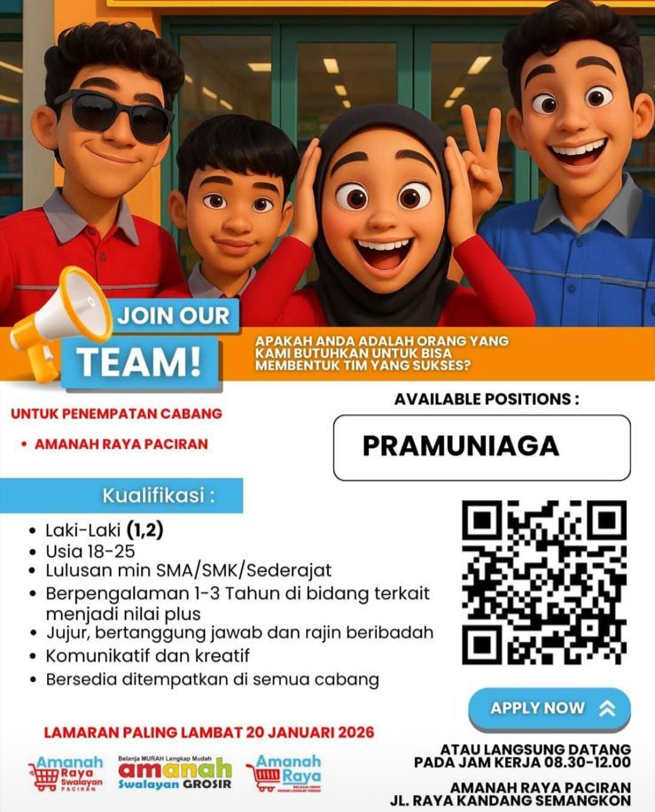 Foto: LOKER AMANAH RAYA SWALAYAN GROSIR