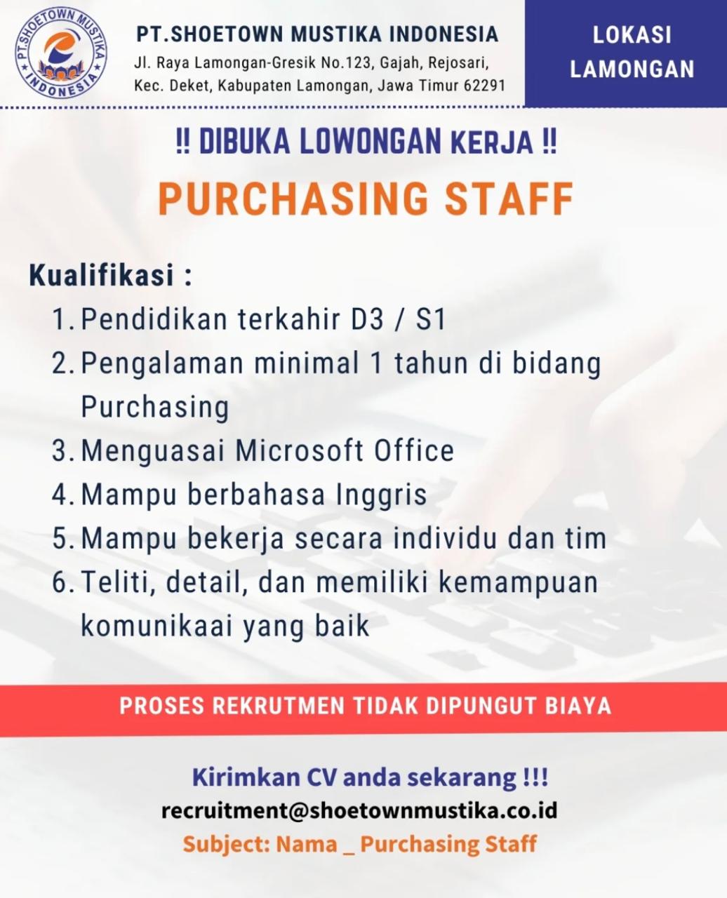 Foto: LOKER PT. SHOETOWN MUSTIKA INDONESIA