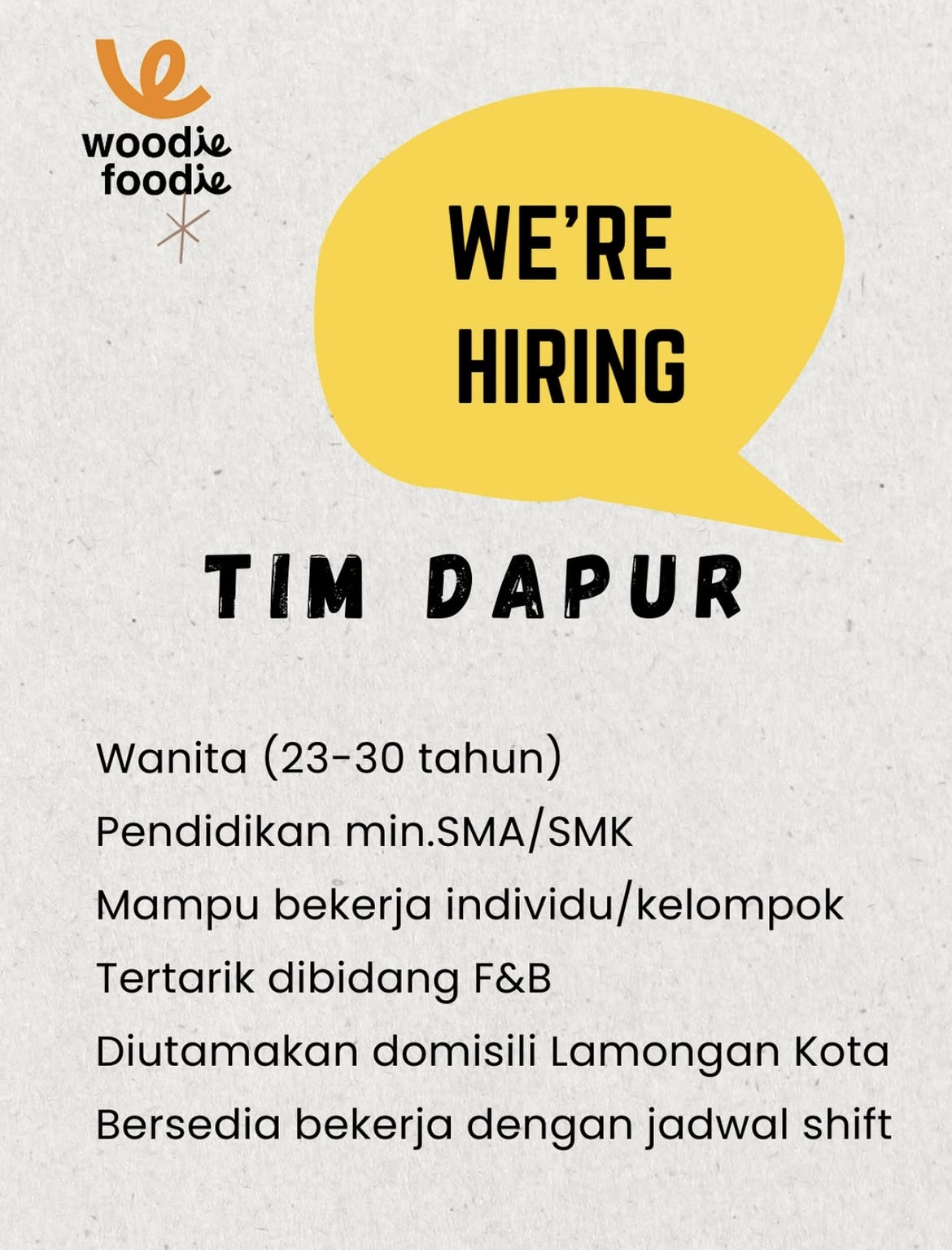 Foto: LOKER WOODIE FOODIE