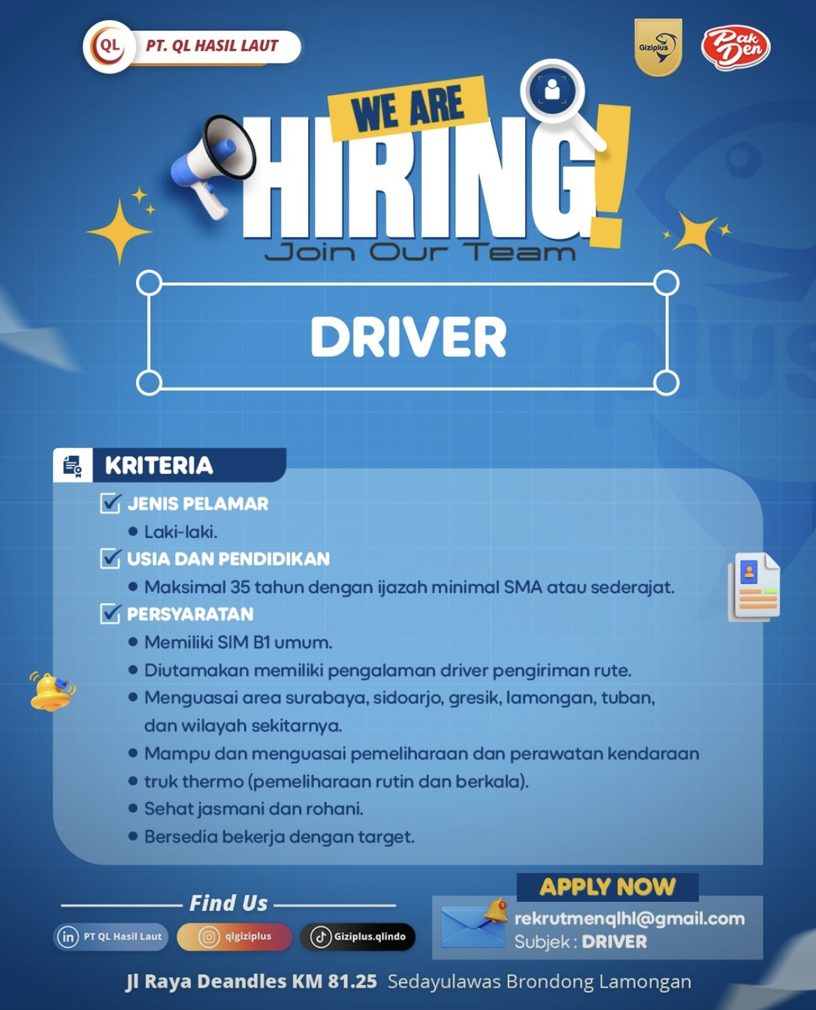 Foto: LOKER PT. QL HASIL LAUT