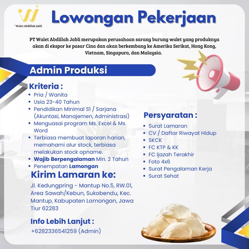 Foto: LOKER PT. WALET ABDILLAH JABLI