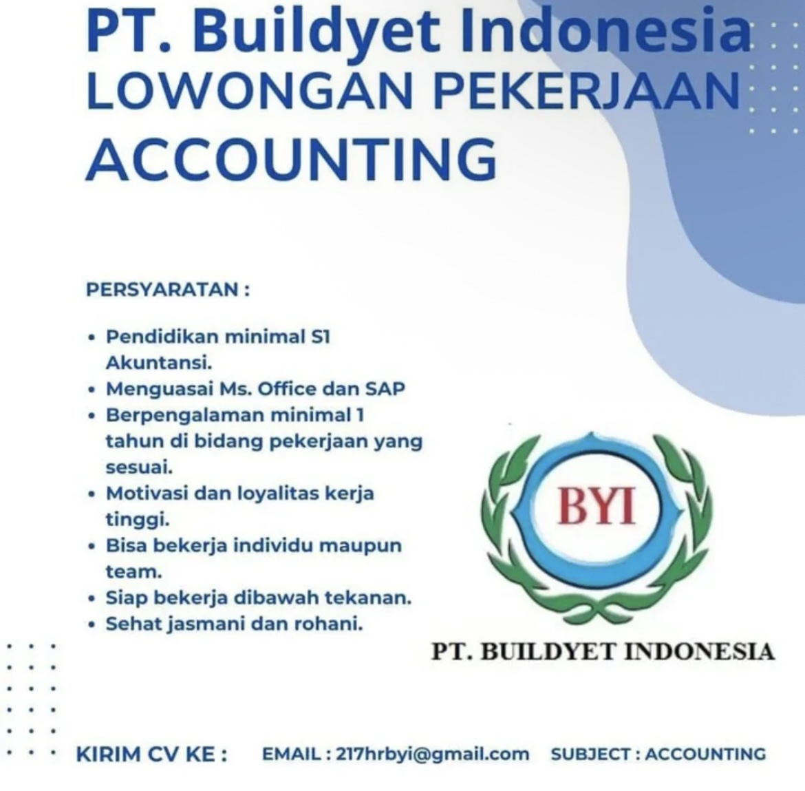 LOKER PT. BUILDYET INDONESIA