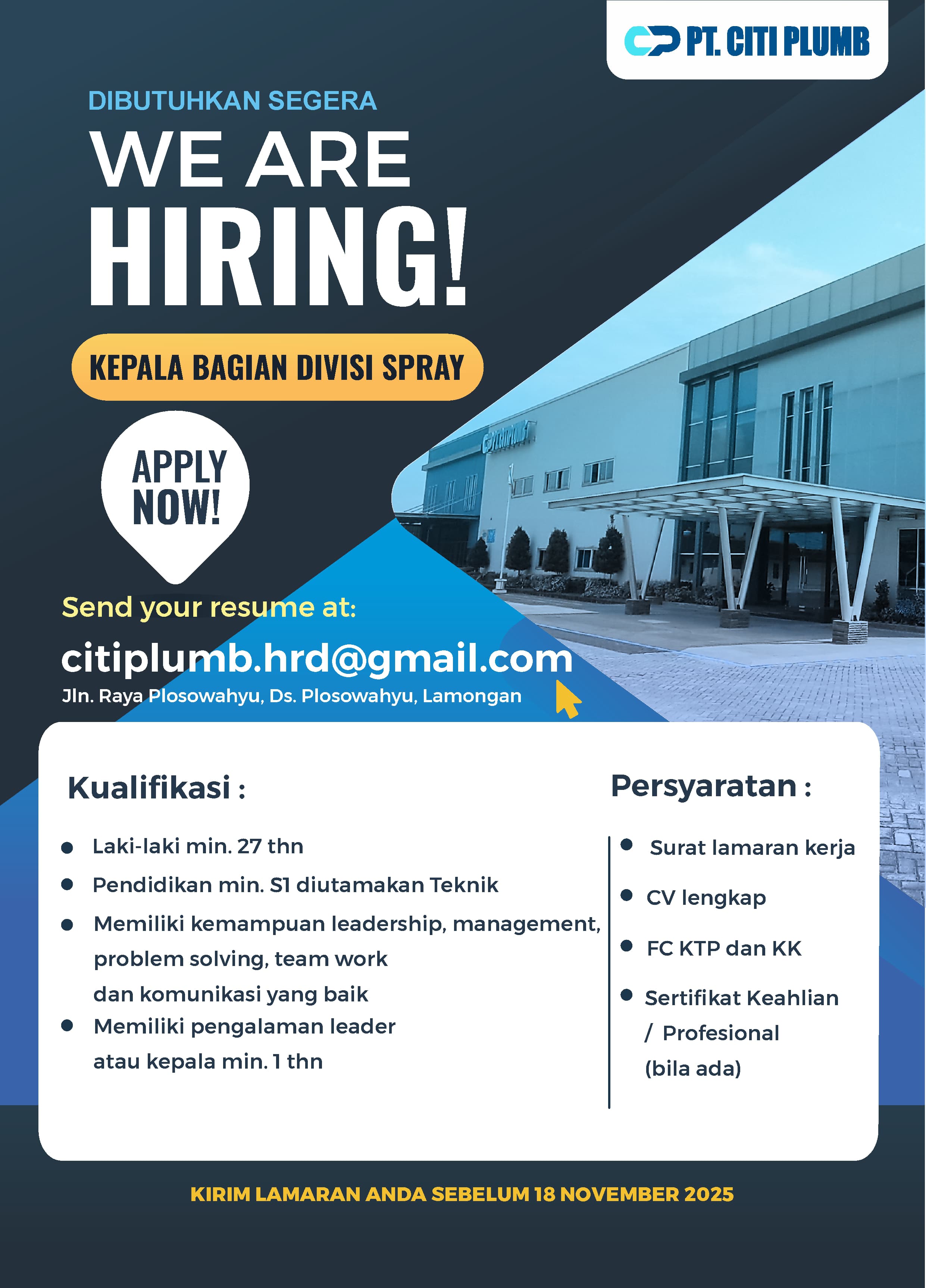 Foto: LOKER PT. CITI PLUMB