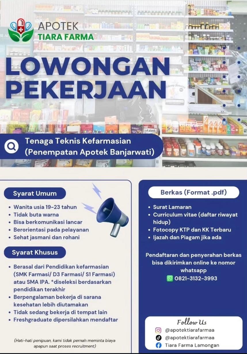 Foto: LOKER APOTEK TIARA FARMA