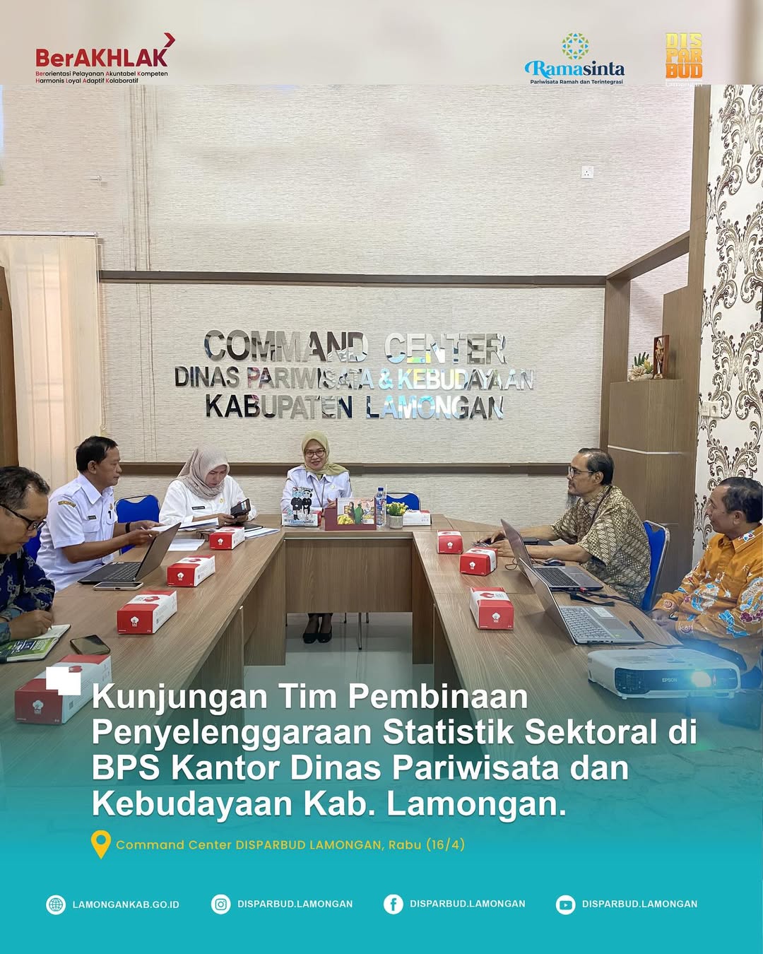 Kunjungan Tim Pembinaan Penyelenggaraan Statistik Sektoral BPS di Kantor Dinas Pariwisata dan Kebudayaan Kabupaten Lamongan