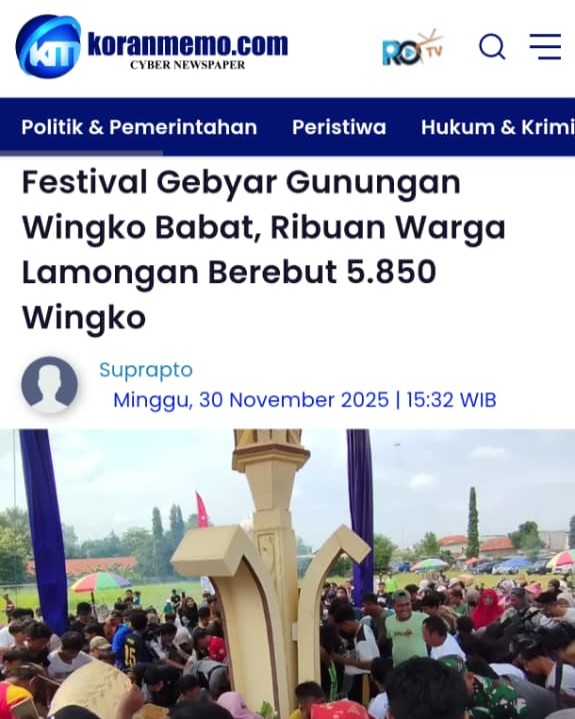 Foto: Festival Gebyar Gunungan Wingko Babat, Ribuan Warga Lamongan Berebut 5.850 Wingko
