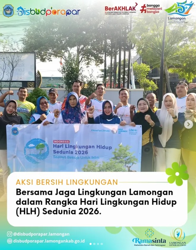 Foto: Satu Aksi untuk Bumi! Disbudporapar Lamongan Gelar Aksi Bersih Serentak 🌿🧹