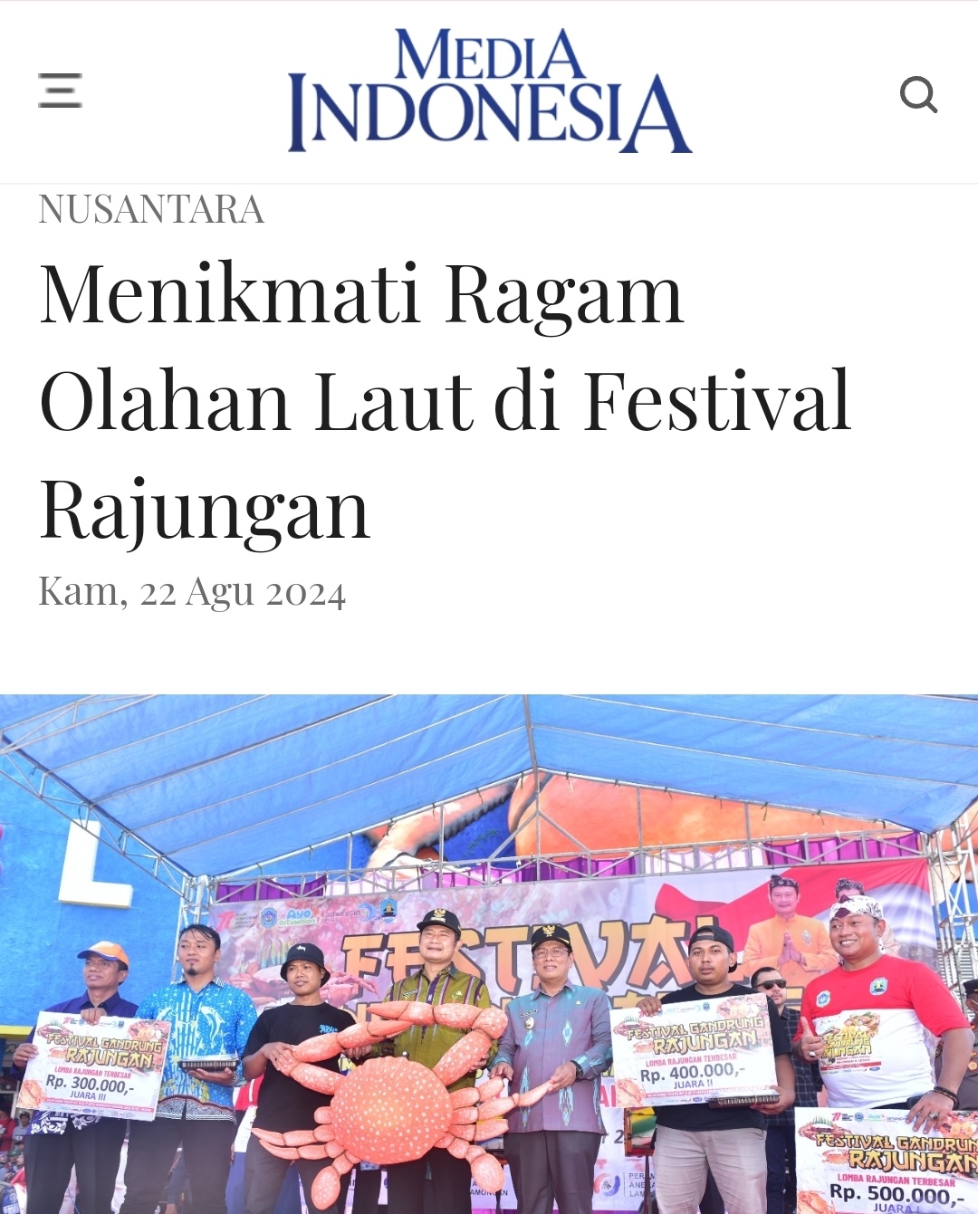 Menikmati Ragam Olahan Laut di Festival Gandrung Rajungan