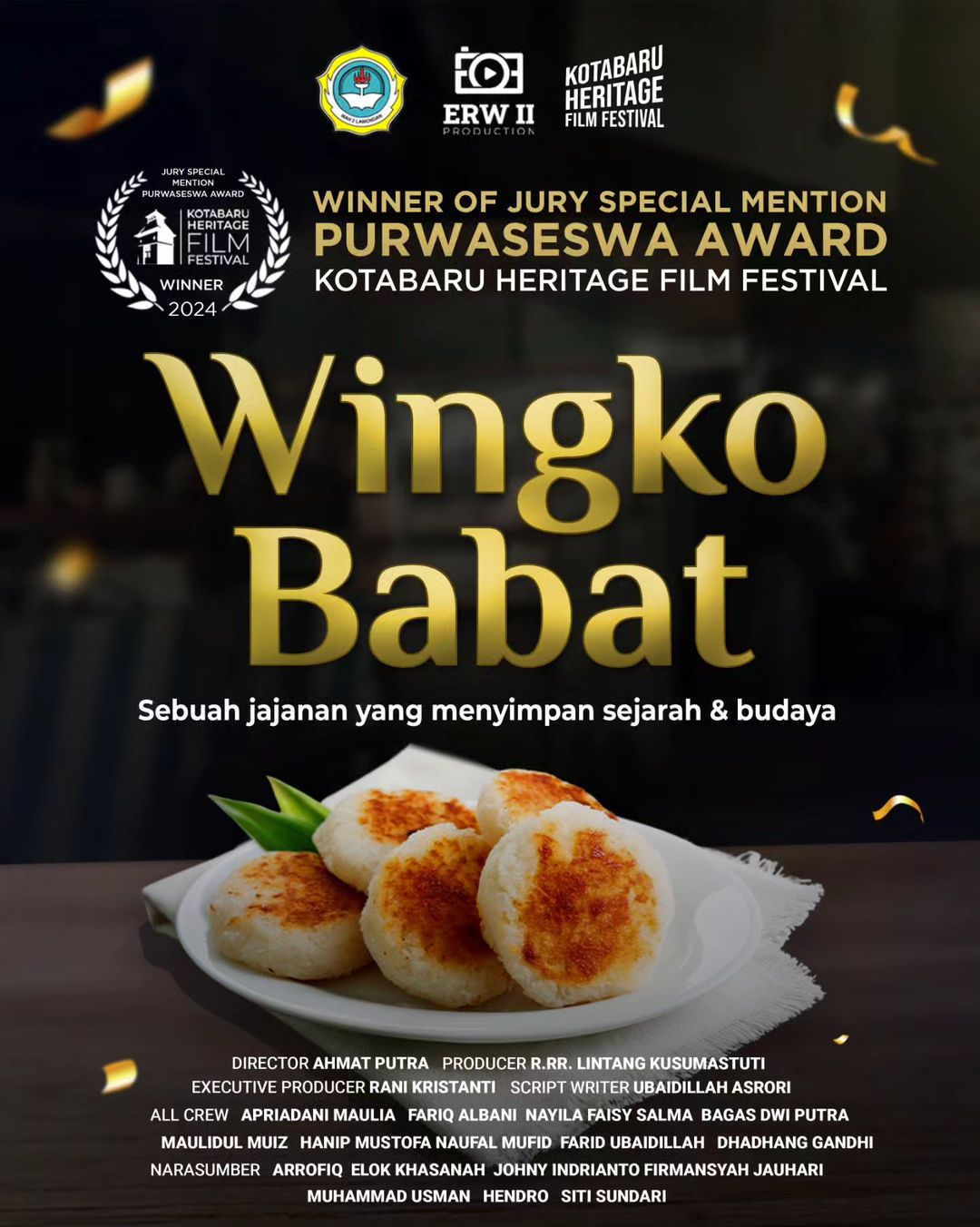 Winner of 𝗝𝘂𝗿𝘆 𝗦𝗽𝗲𝗰𝗶𝗮𝗹 𝗠𝗲𝗻𝘁𝗶𝗼𝗻 𝗣𝘂𝗿𝘄𝗮𝘀𝗲𝘀𝘄𝗮 𝗔𝘄𝗮𝗿𝗱 di Kota Baru Heritage Film Festival