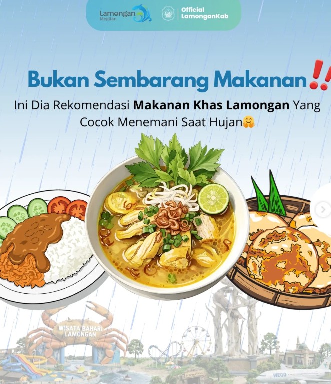 Foto: Musim hujan memang paling pas ditemani yang hangat & gurih ☔🍲 Saatnya manjakan lidah dengan kuliner khas Lamongan!