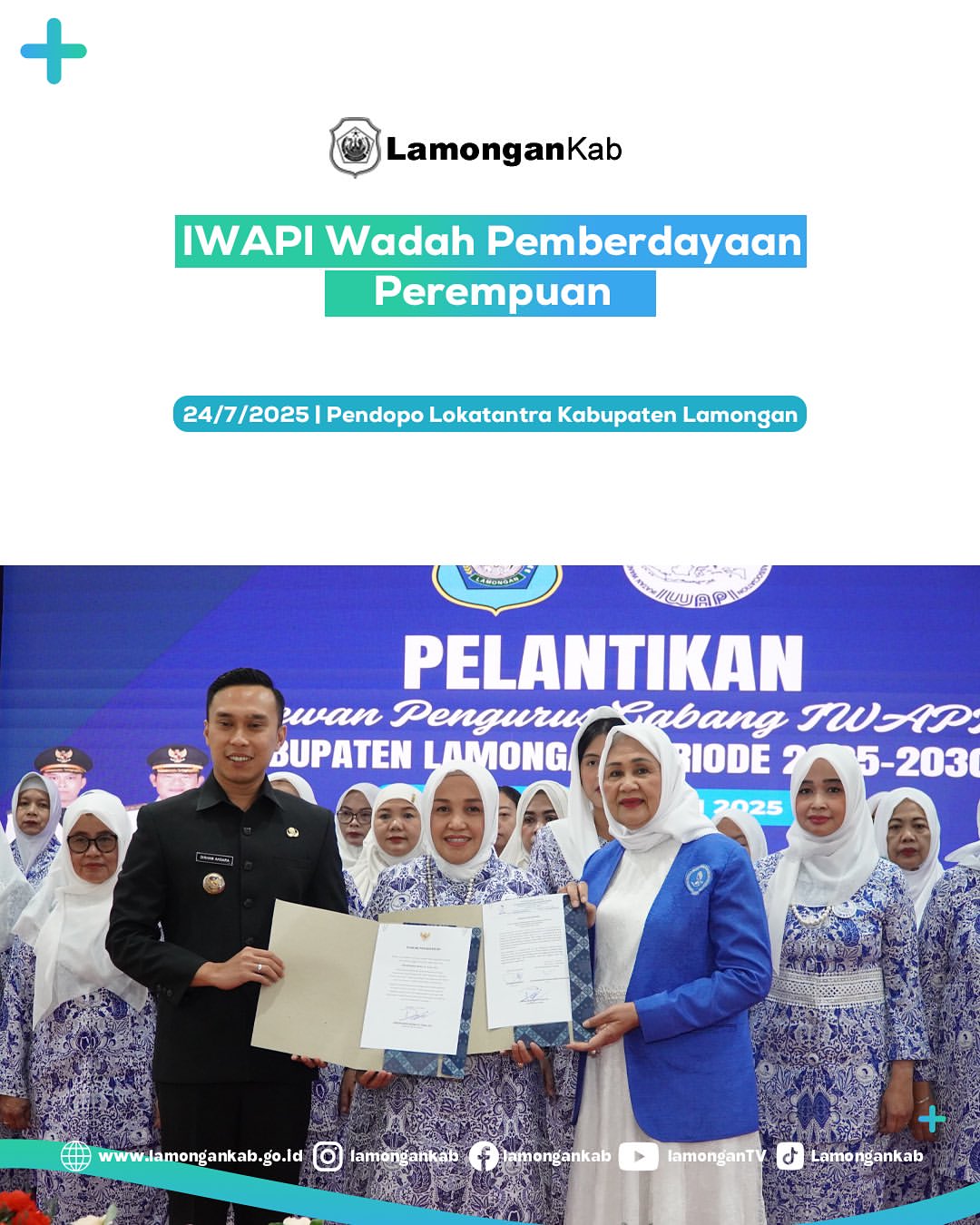 Foto: Wakil Bupati Lamongan Dirham Akbar Aksara melantik 41 pengurus Ikatan Wanita Pengusaha Indonesia (IWAPI) Kabupaten Lamongan