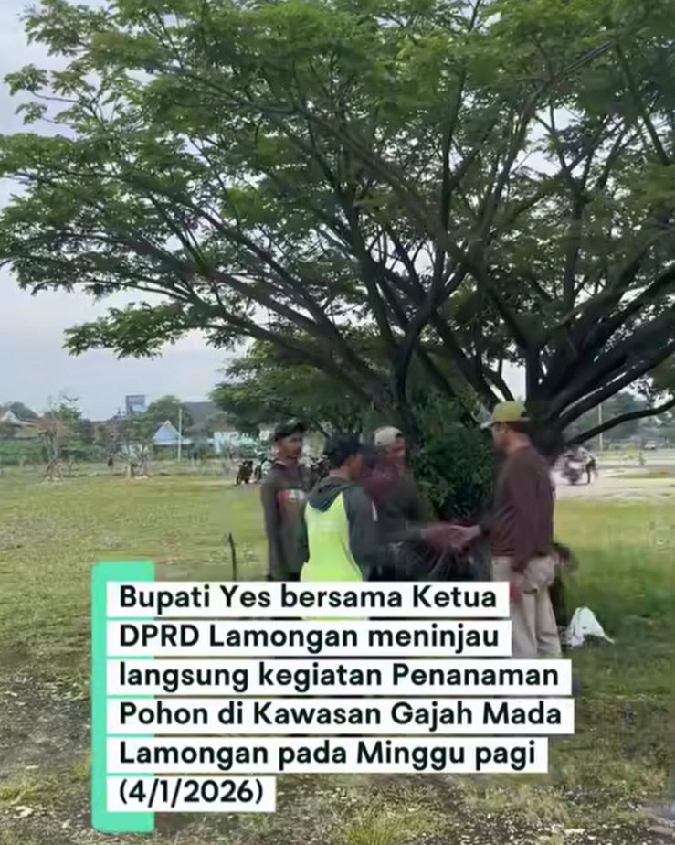 Foto: Kegiatan Penanaman Pohon di Kawasan Gajah Mada Lamongan