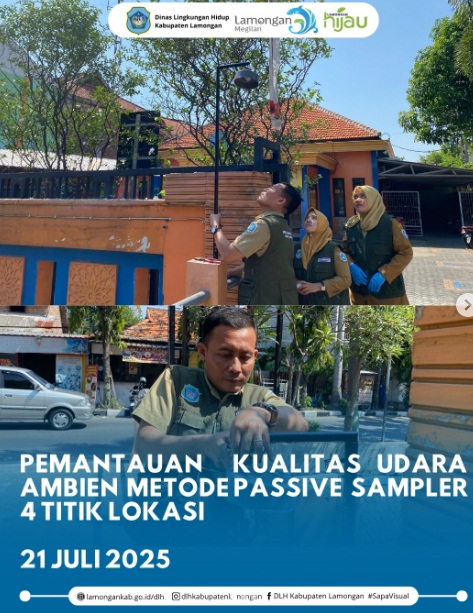 Foto: Tim DLH Lamongan melakukan pemantauan kualitas udara ambien