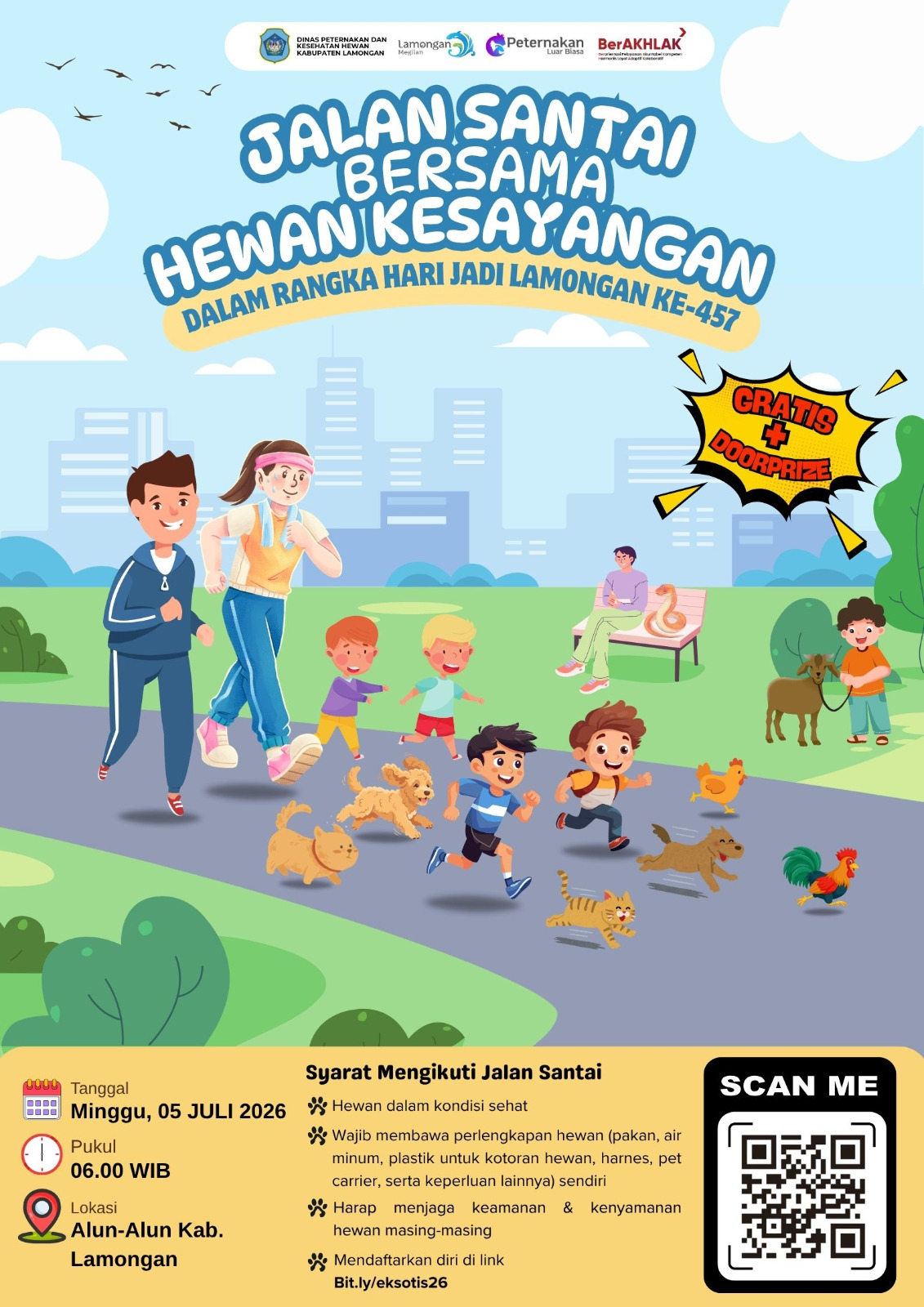 Foto: Meriahkan Hari Jadi Lamongan Ke-457, Dinas Peternakan dan Kesehatan Hewan Gelar Jalan Santai Bersama Hewan Kesayangan