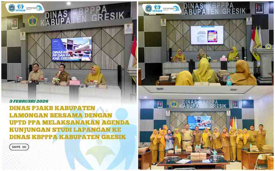 DINAS P3AKB KABUPATEN LAMONGAN BERSAMA DENGAN UPTD PPA MELAKSANAKAN AGENDA KUNJUNGAN STUDI LAPANGAN KE DINAS KBPPPA KABUPATEN GERSIK
