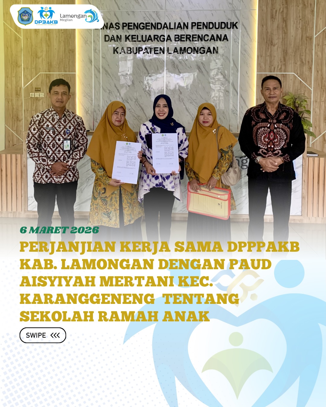 Foto: PERJANJIAN KERJA SAMA DP3AKB KAB. LAMONGAN DENGAN PAUD AISYIYAH MERTANI KEC. KARANGGENENG TENTANG SEKOLAH RAMAH ANAK