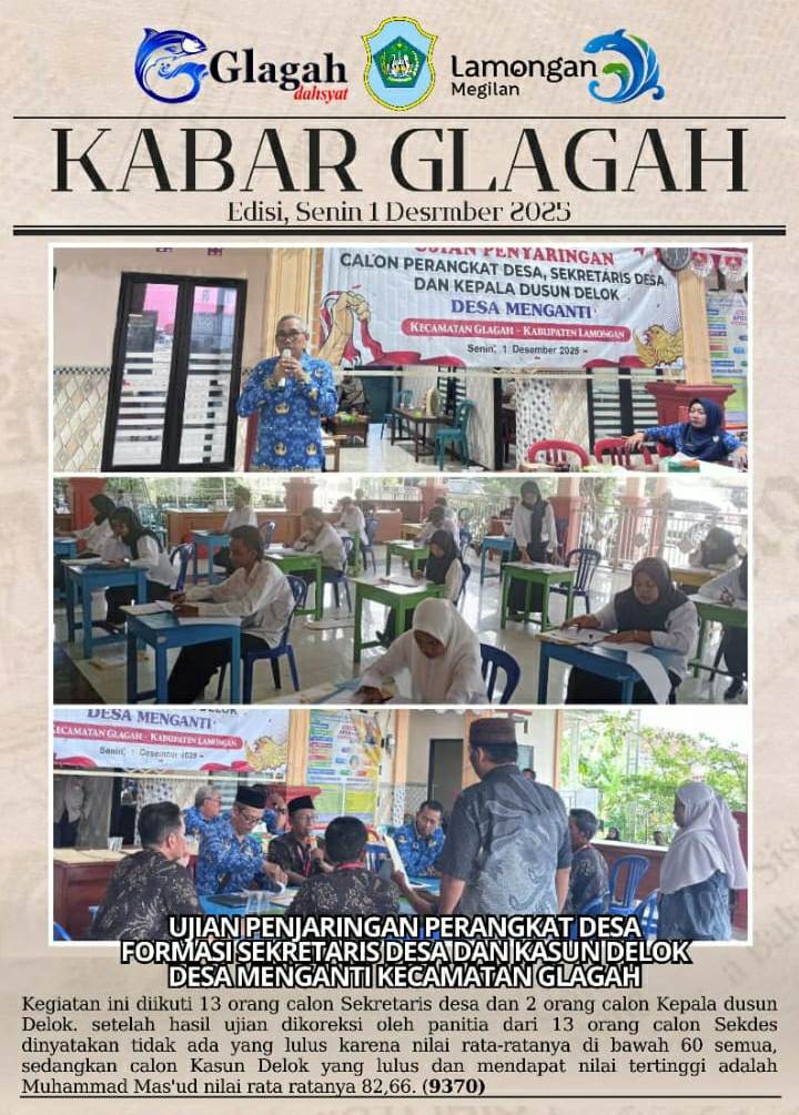 Foto: PELAKSANAAN UJIAN PENYARINGAN PERANGKAT DESA, SEKRETARIS DESA DAN KEPALA DUSUN DESA MENGANTI KECAMATAN GLAGAH