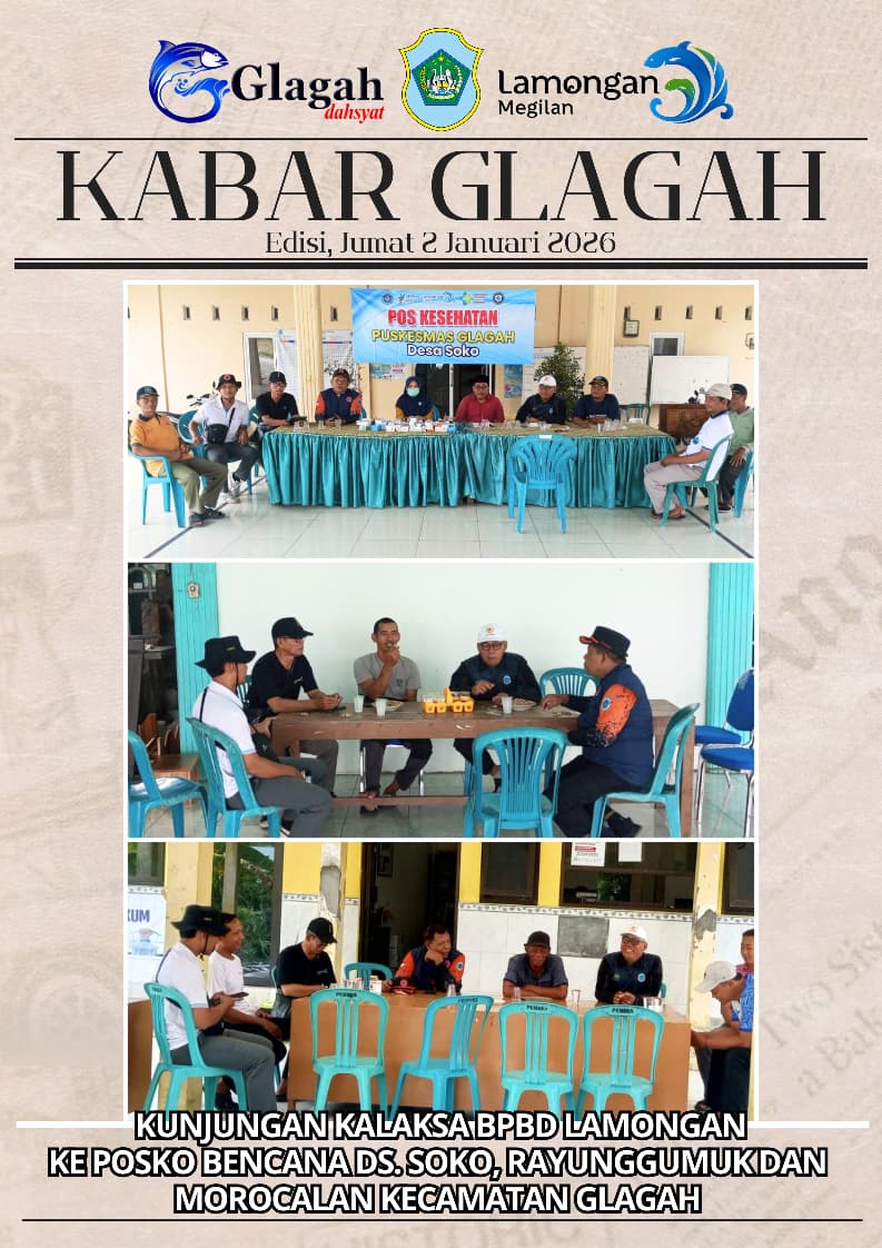 Foto: KUNJUNGAN KALAKSA BPBD LAMONGAN KE POSKO BENCANA BANJIR DI WILAYAH KECAMATAN GLAGAH