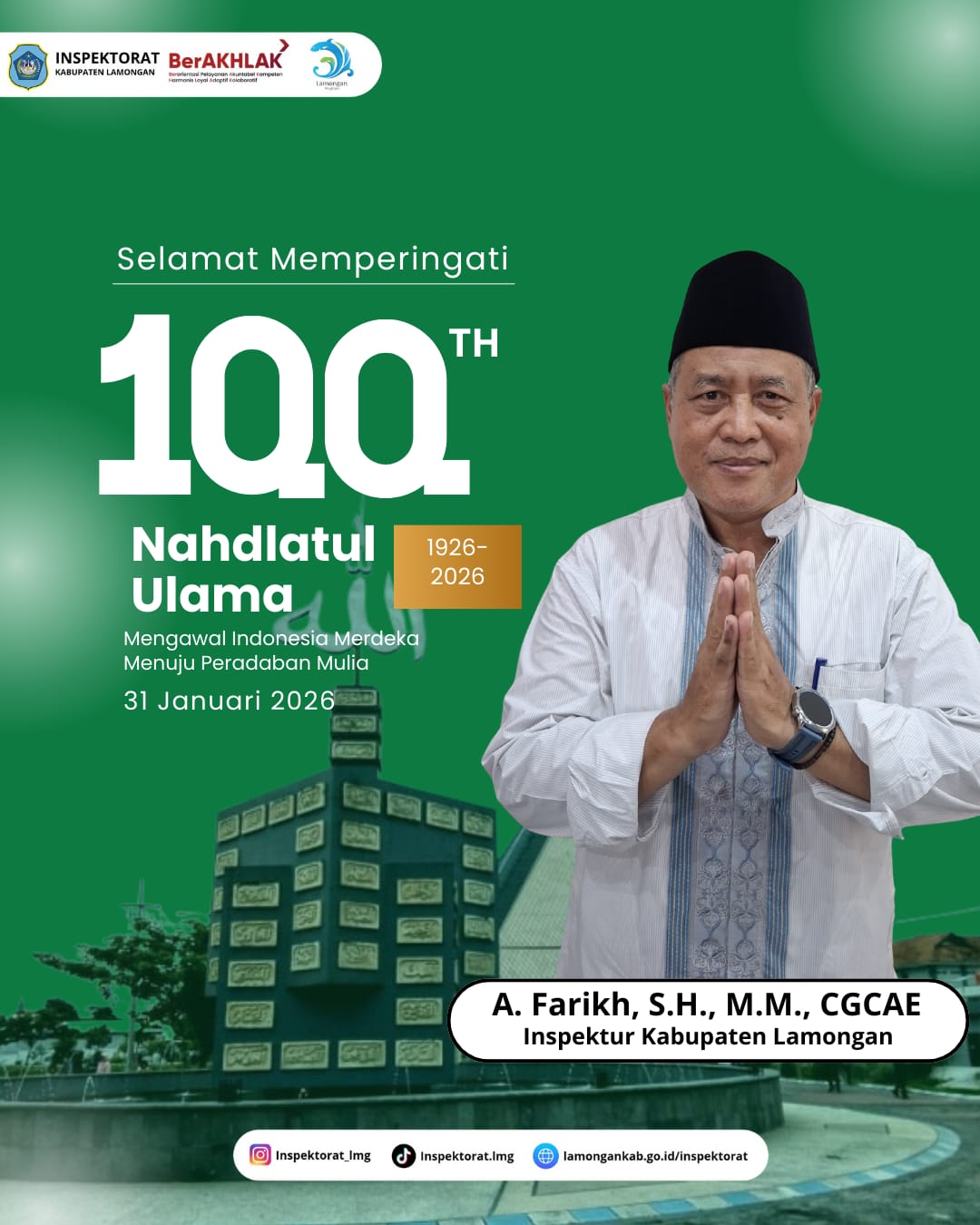 Foto: SELAMAT MEMPERINGATI HARI LAHIR NAHDLATUL ULAMA KE-100 TAHUN