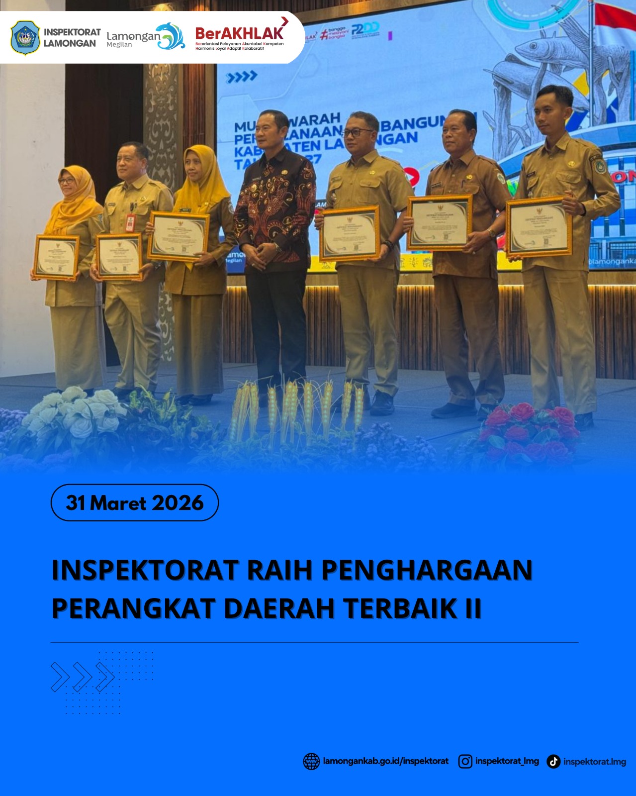 Foto: INSPEKTORAT RAIH PENGHARGAAN PERANGKAT DAERAH TERBAIK II