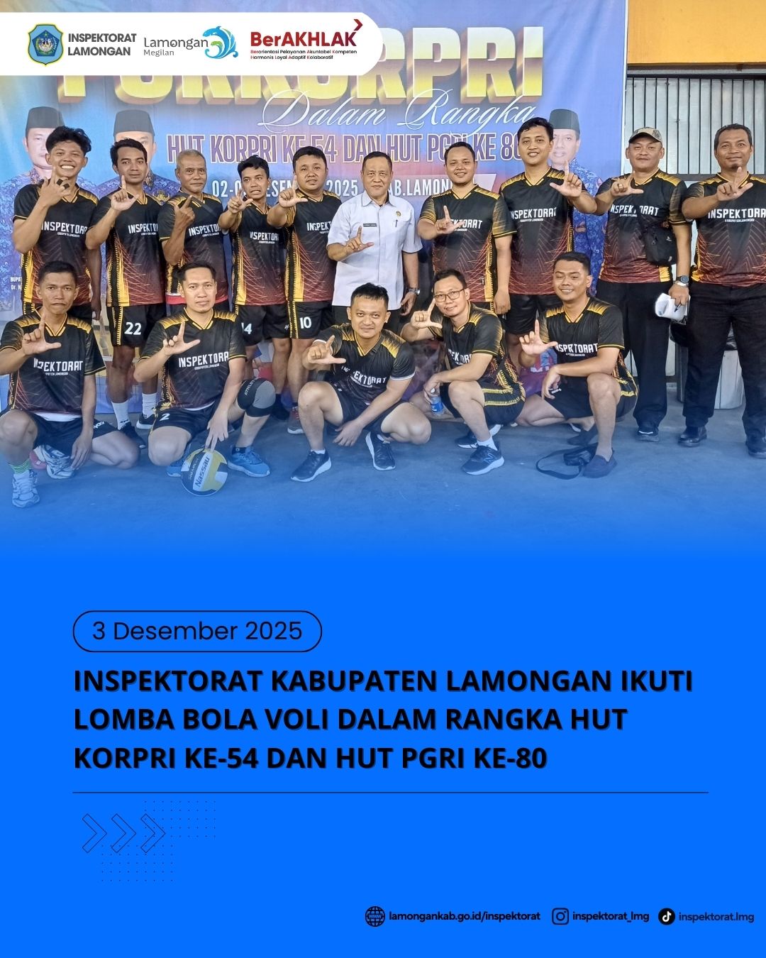 Foto: INSPEKTORAT KABUPATEN LAMONGAN IKUTI LOMBA BOLA VOLI DALAM RANGKA HUT KORPRI KE-54 DAN HUT PGRI KE-80