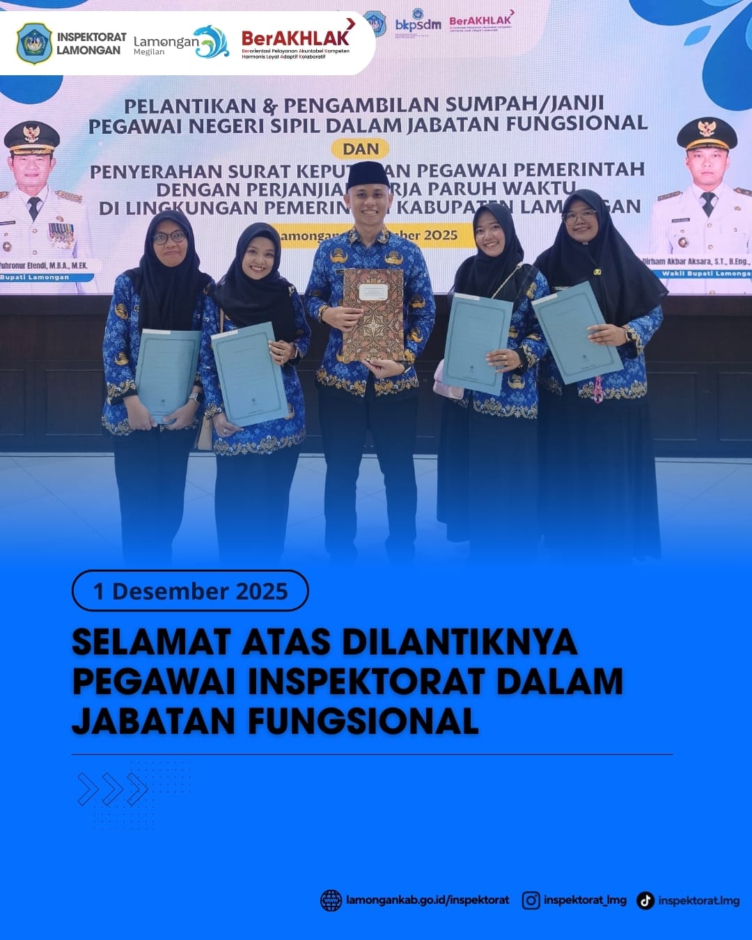 Foto: SELAMAT ATAS DILANTIKNYA PEGAWAI INSPEKTORAT DALAM JABATAN FUNGSIONAL