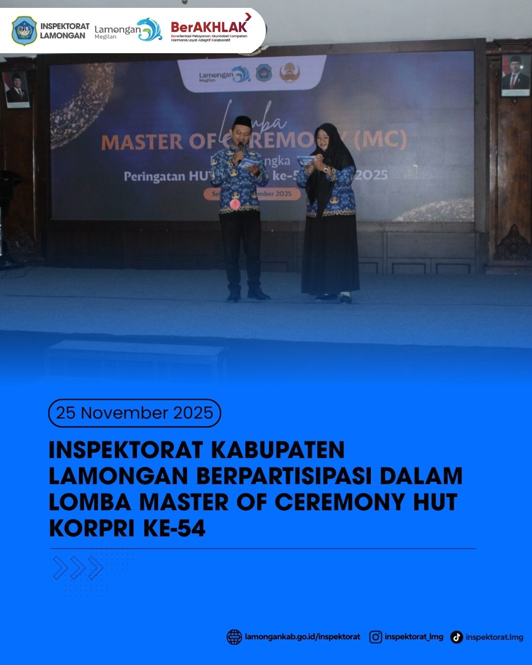 Foto: INSPEKTORAT KABUPATEN LAMONGAN BERPARTISIPASI DALAM LOMBA MASTER OF CEREMONY HUT KORPRI KE-54