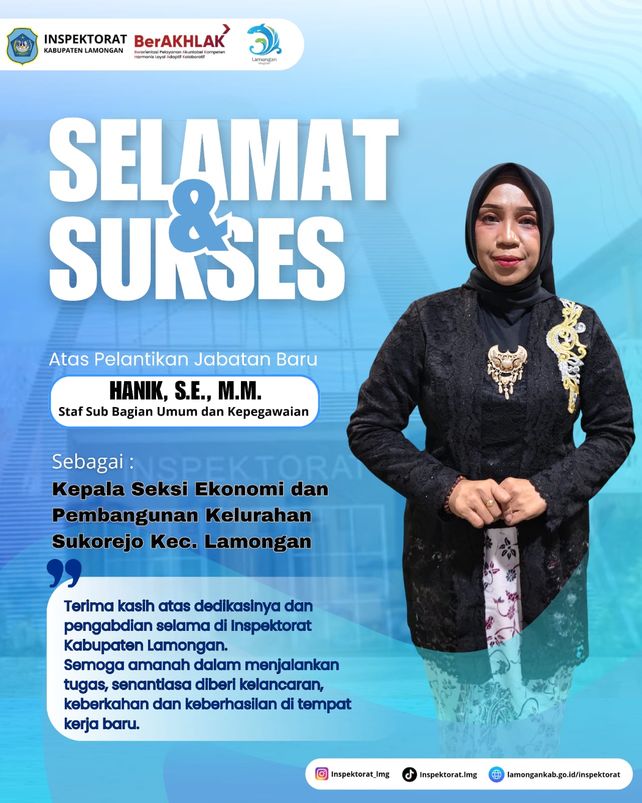 Foto: SELAMAT DAN SUKSES ATAS PELANTIKAN PEGAWAI INSPEKTORAT