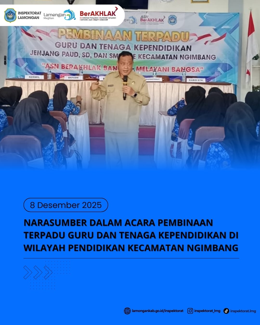 Foto: NARASUMBER DALAM ACARA PEMBINAAN TERPADU GURU DAN TENAGA KEPENDIDIKAN DI WILAYAH PENDIDIKAN KECAMATAN NGIMBANG