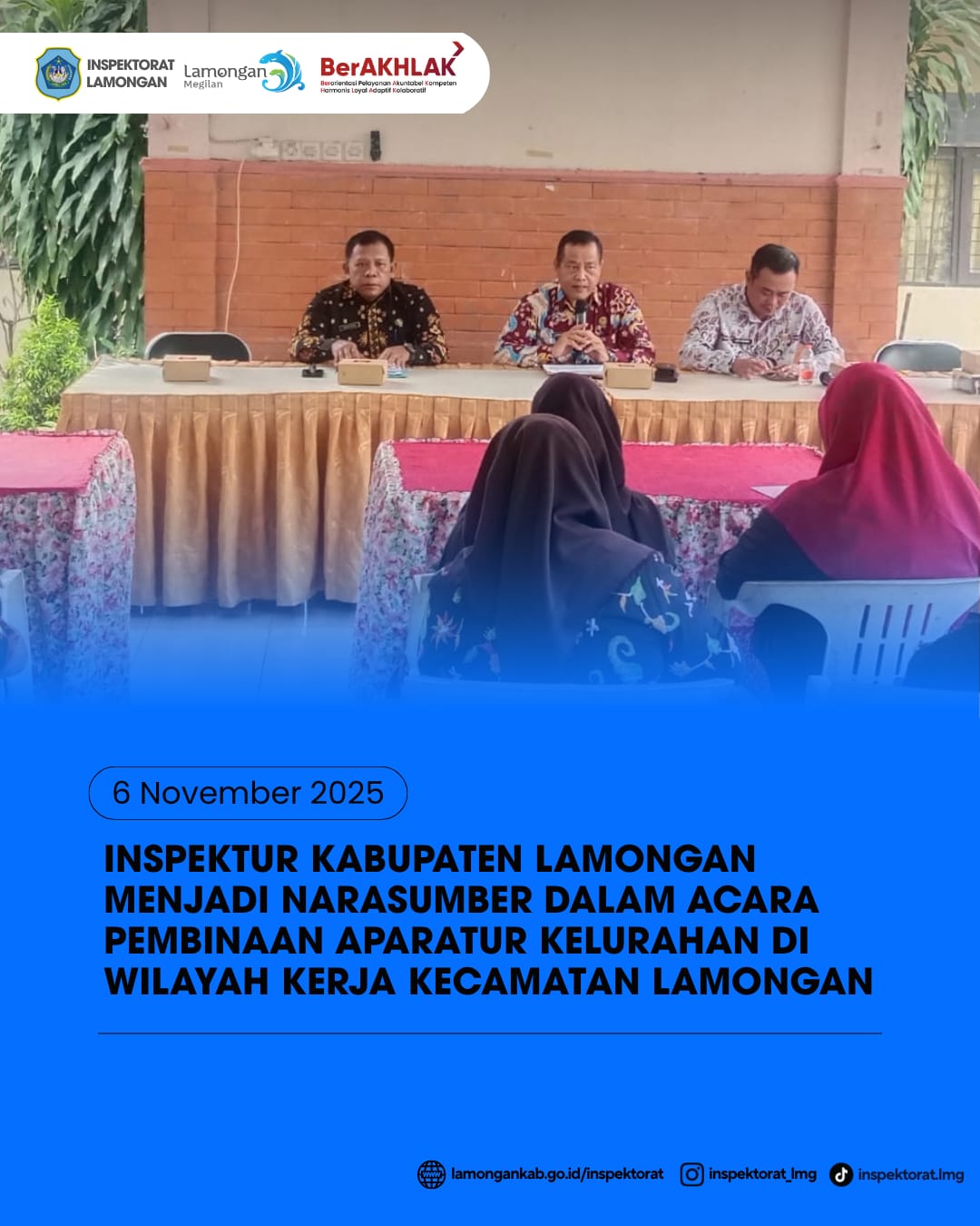 Foto: INSPEKTUR KABUPATEN LAMONGAN MENJADI NARASUMBER DALAM ACARA PEMBINAAN APARATUR KELURAHAN DI WILAYAH KERJA KECAMATAN LAMONGAN