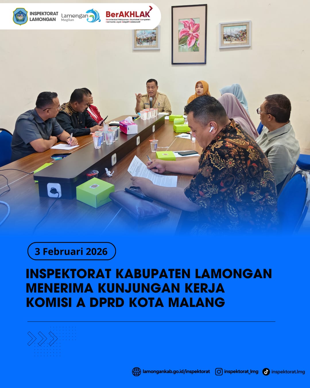 Foto: INSPEKTORAT KABUPATEN LAMONGAN TERIMA KUNJUNGAN KERJA KOMISI A DPRD KOTA MALANG