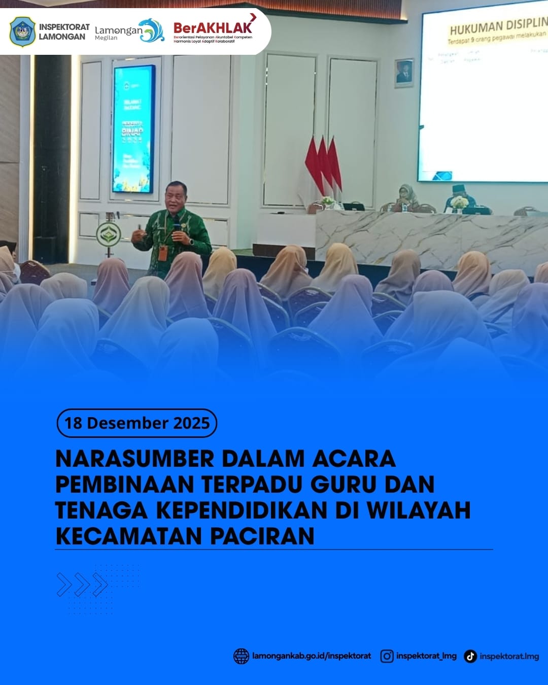 Foto: NARASUMBER DALAM ACARA PEMBINAAN TERPADU GURU DAN TENAGA KEPENDIDIKAN DI WILAYAH KECAMATAN PACIRAN