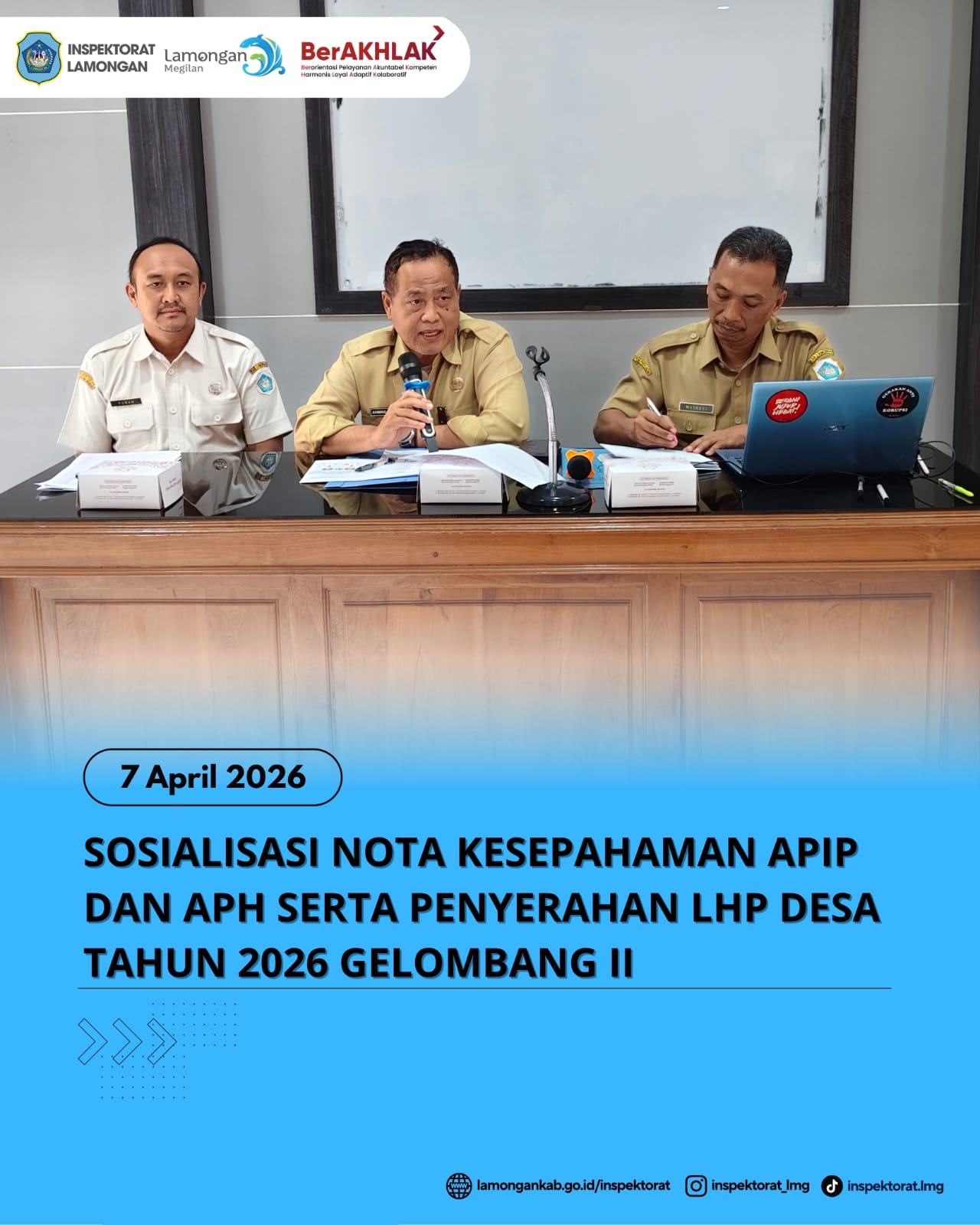 Foto: SOSIALISASI NOTA KESEPAHAMAN APIP DAN APH SERTA PENYERAHAN LHP DESA TAHUN 2026 GELOMBANG II