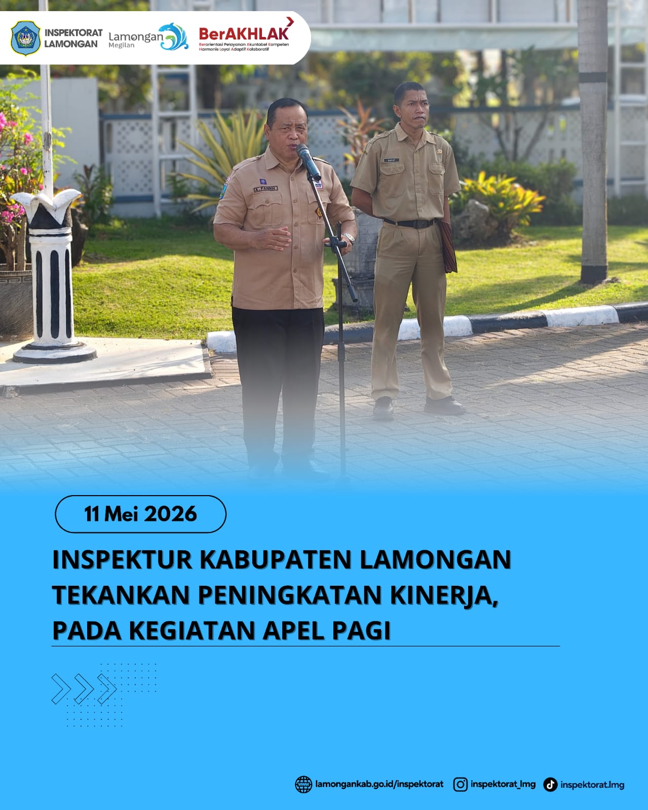 Foto: INSPEKTUR KABUPATEN LAMONGAN TEKANKAN PENINGKATAN KINERJA, PADA KEGIATAN APEL PAGI