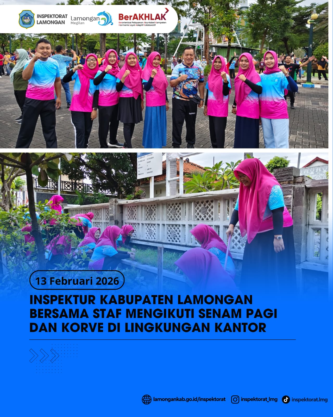 Foto: INSPEKTUR KABUPATEN LAMONGAN BERSAMA STAF MENGIKUTI SENAM PAGI DAN KORVE DI LINGKUNGAN KANTOR