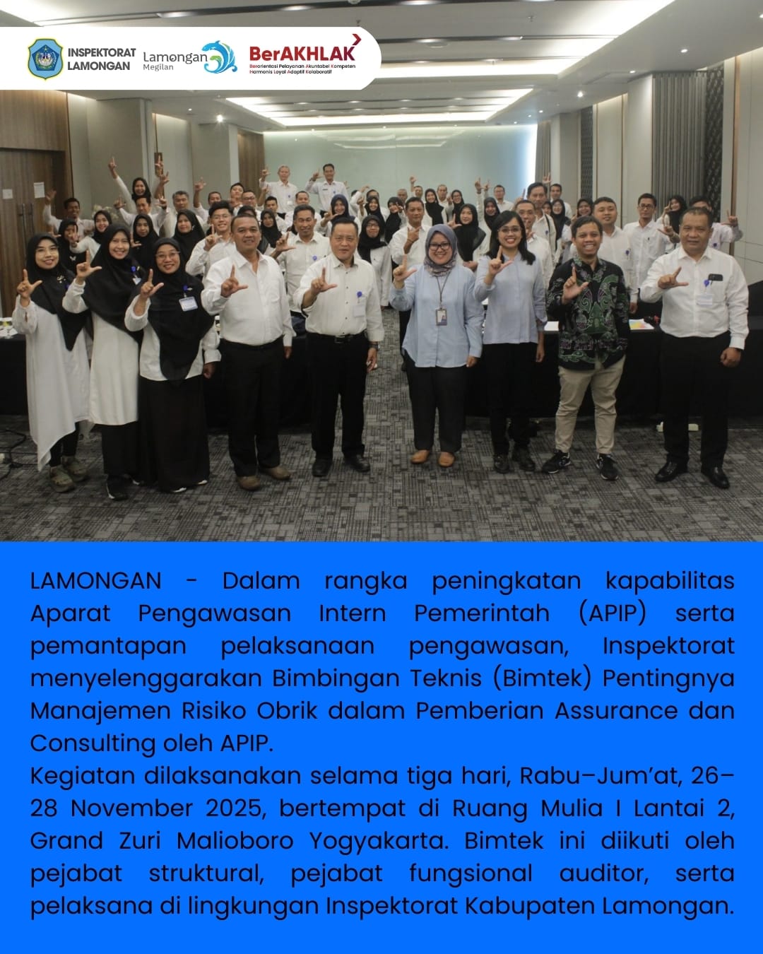 Foto: INSPEKTORAT GELAR BIMTEK MANAJEMEN RISIKO UNTUK TINGKATKAN KAPABILITAS APIP