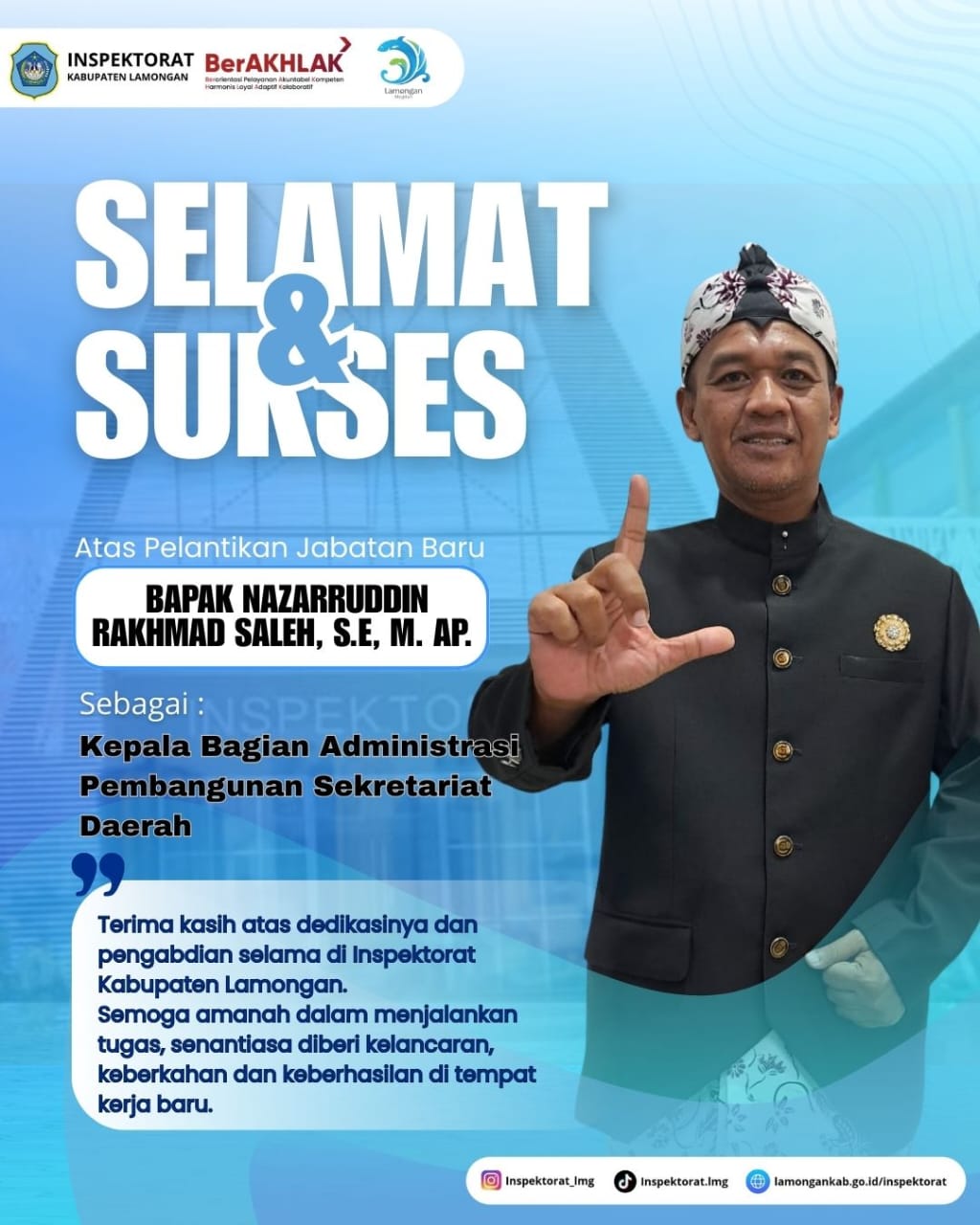 Foto: SELAMAT ATAS DILANTIKNYA JABATAN BARU