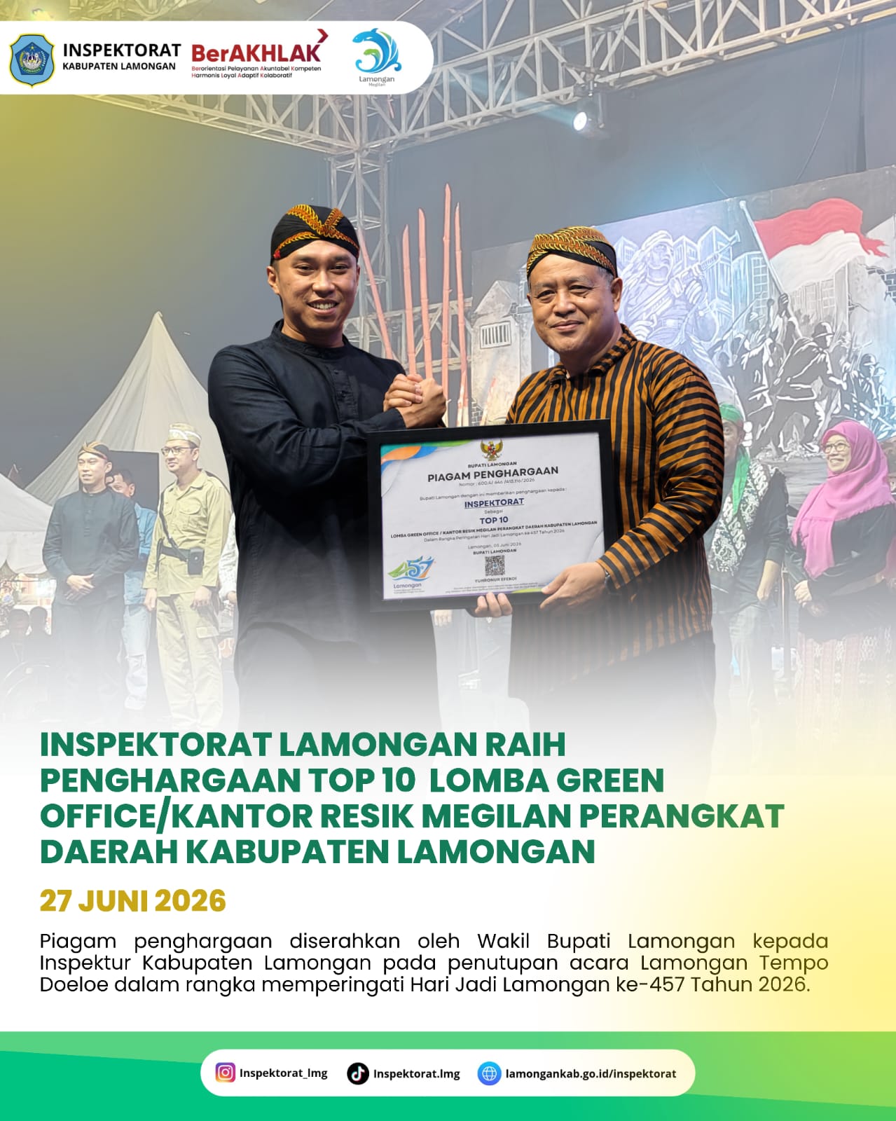 Foto: INSPEKTORAT KABUPATEN LAMONGAN RAIH PENGHARGAAN TOP 10 GREEN OFFICE
