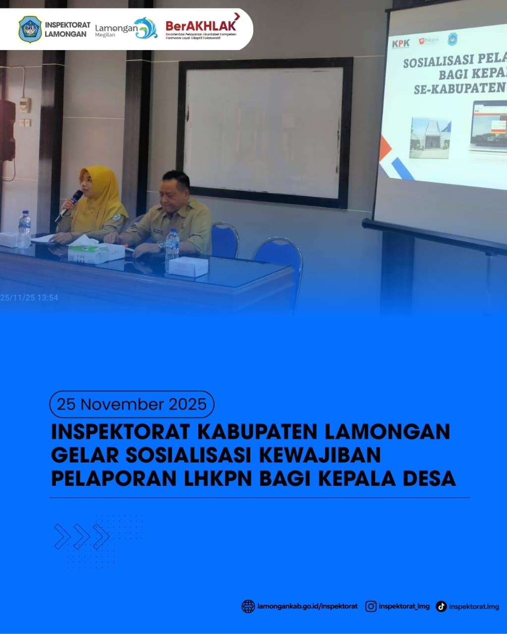 Foto: INSPEKTORAT KABUPATEN LAMONGAN GELAR SOSIALISASI KEWAJIBAN PELAPORAN LHKPN BAGI KEPALA DESA