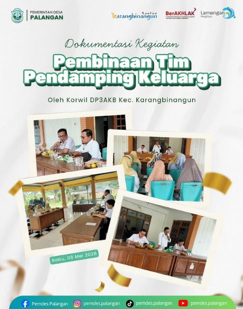 Foto: Kegiatan Pembinaan Tim Pendamping Keluarga Desa Palangan oleh Korwil DP3AKB Kec. Karangbinangun pada hari Rabu, 06 Mei 2026.