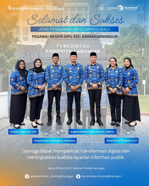 Foto: Selamat dan Sukses Atas Pengambilan Sumpah/Janji PNS Lingkup Pemkab Lamongan