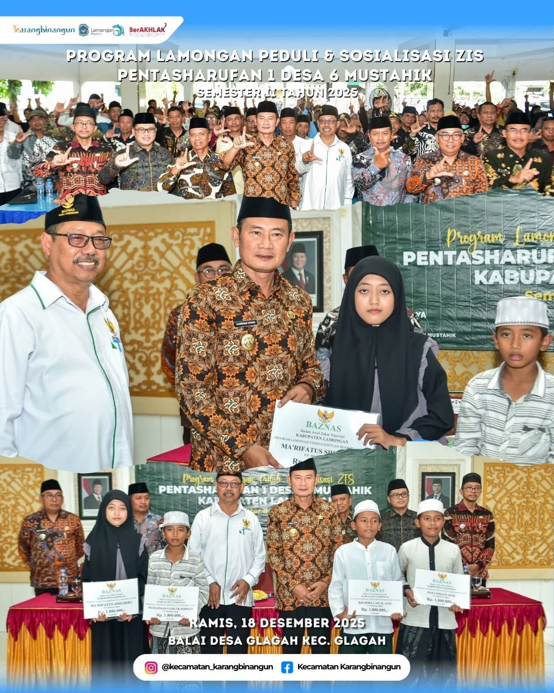 Foto: Program Lamongan Peduli dan Sosialisasi Zis Pentasharufan 1 Desa y Mustahik
