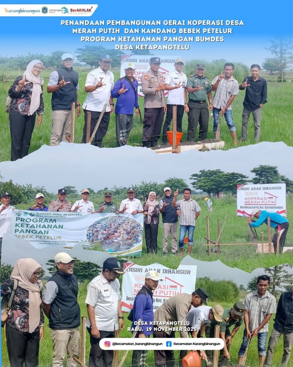 Foto: Penandaan Pembangunan Gerai Koperasi Desa Merah Putih dan Kandang Bebek Petelur Program Ketahanan Pangan BUMDes Desa Ketapangtelu