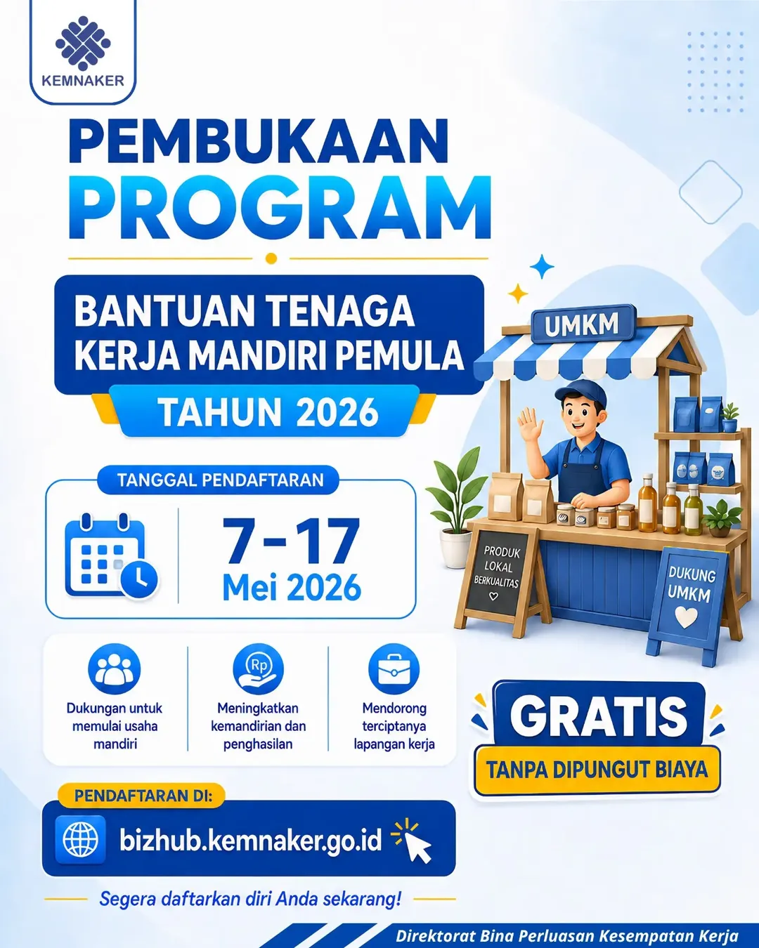 Foto: PEMBUKAAN BANTUAN TENAGA KERJA MANDIRI PEMULA (TKMP) 7-17 Mei 2026