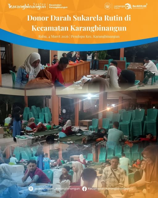 Foto: Donor Darah Sukarela Rutin di Kecamatan Karangbinangun