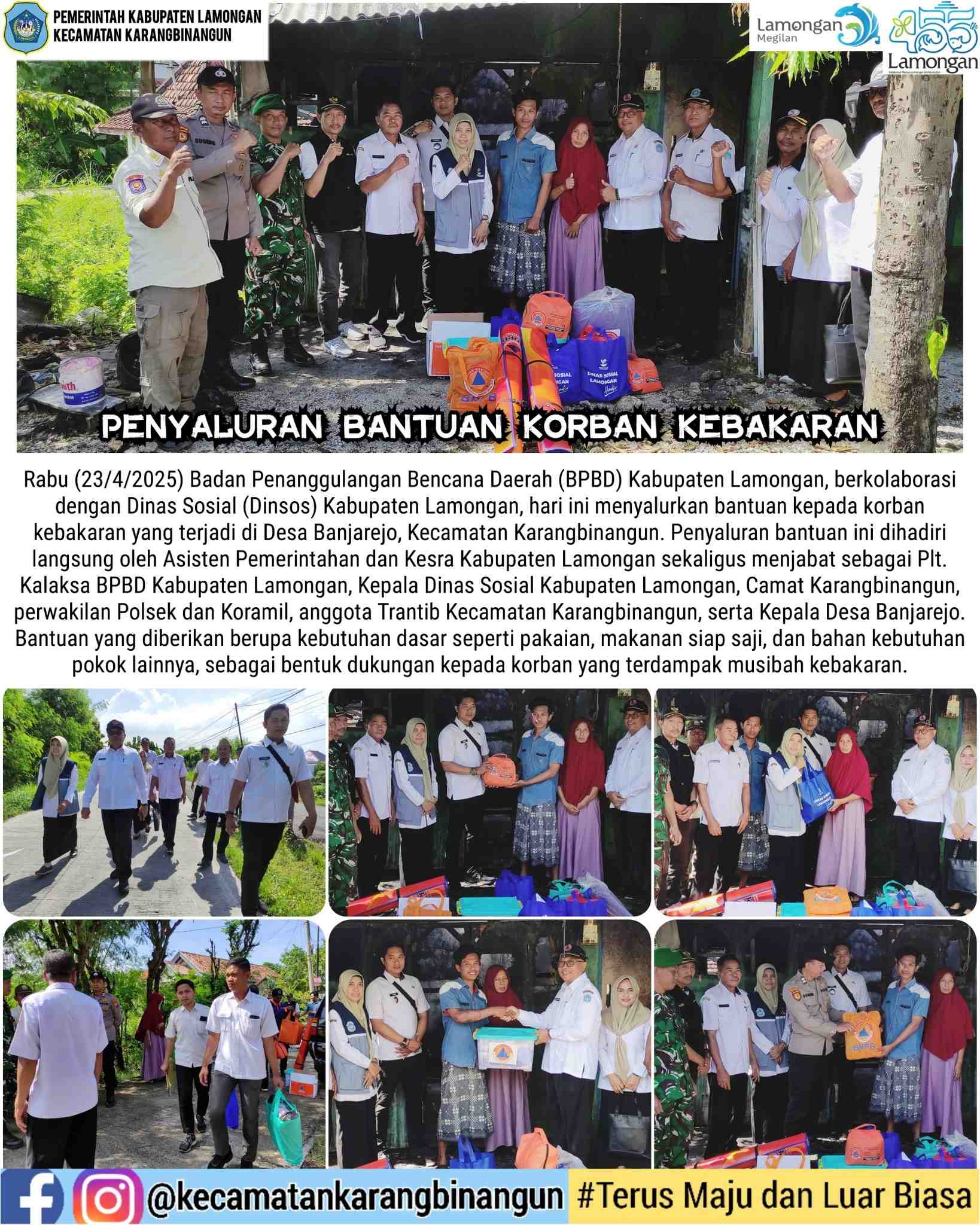 Penyaluran Bantuan Korban Kebakaran di Desa Banjarejo