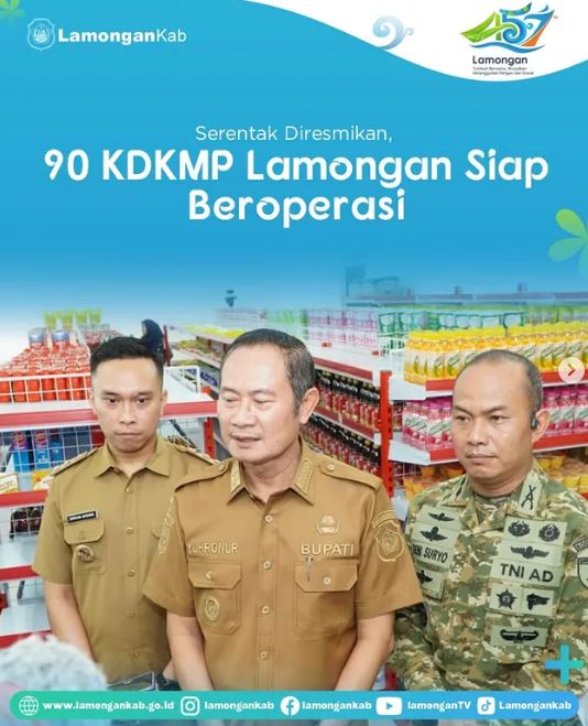 Serentak Diresmikan, 90 KDKMP Lamongan Siap Beroperasi