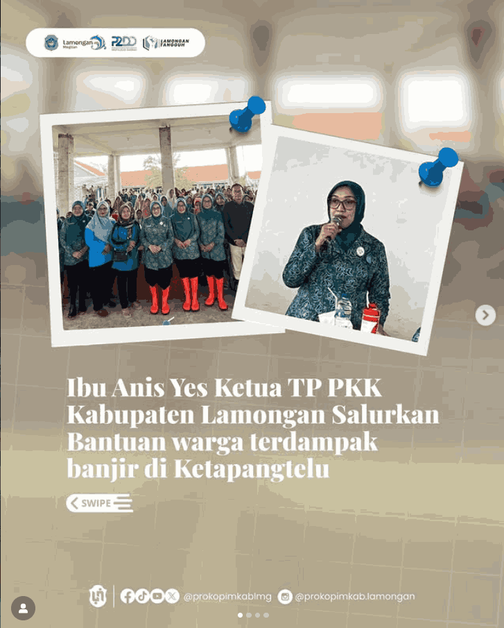 Foto: Ibu Anis Yes Ketua TP PKK Kabupaten Lamongan Salurkan Bantuan warga terdampak banjir di Ketapangtelu
