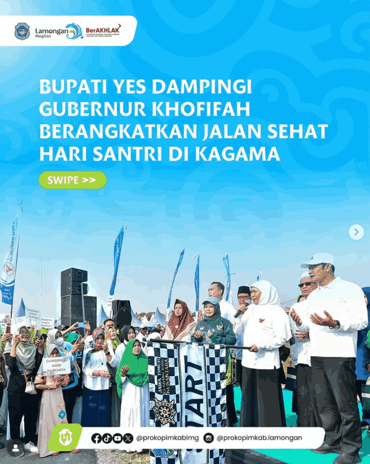Foto: Bupati Yes Dampingi Gubernur Khofifah Berangkatkan Jalan Sehat Hari Santri di KAGAMA